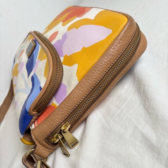 Fossil Preston Crossbody Bag Abstract Floral Crossbody Canvas Bag - Picture 9 of 16